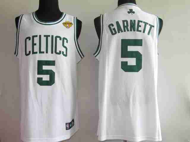 NBA Boston Celtics 5 Kevin Garnett Authentic Home White Final Patch Jersey
